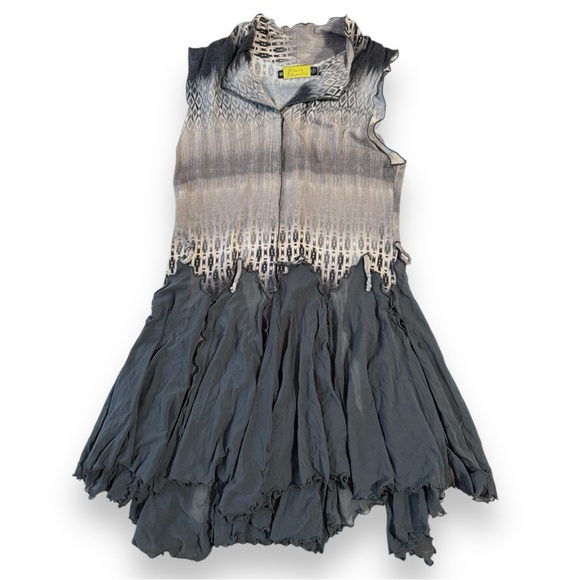 Giselle Shepatin Hand Dyed Art to Wear Ruffle Snap Front Tunic Top Dress Small - Picture 1 of 5